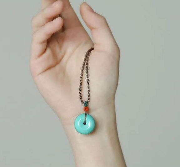 High Porcelain Turquoise Bread Ring Safety Buckle