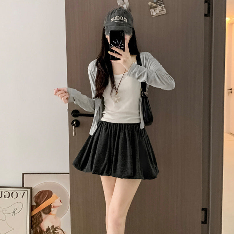 Glutinous Rice Bud High Waist Crimp Slimming Skirt