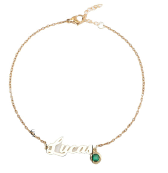English Name Birthstone Anklet Simple Korean Style All-match Jewelry