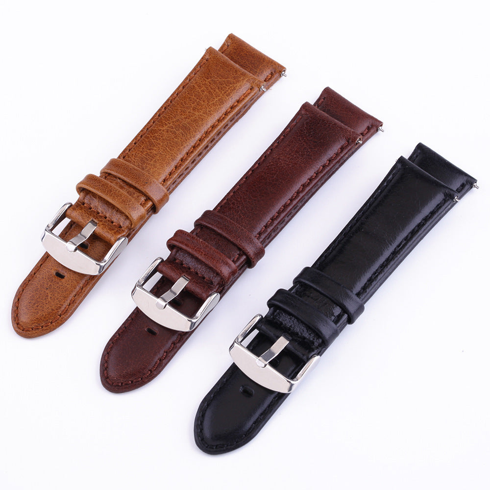 All-match Top Layer Cow Leather Watch Strap Crazy Horse Pattern Leather Smart Watch Band