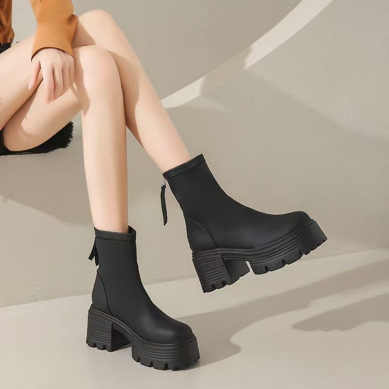 British Style Thin And All-matching Platform Ankle Boots