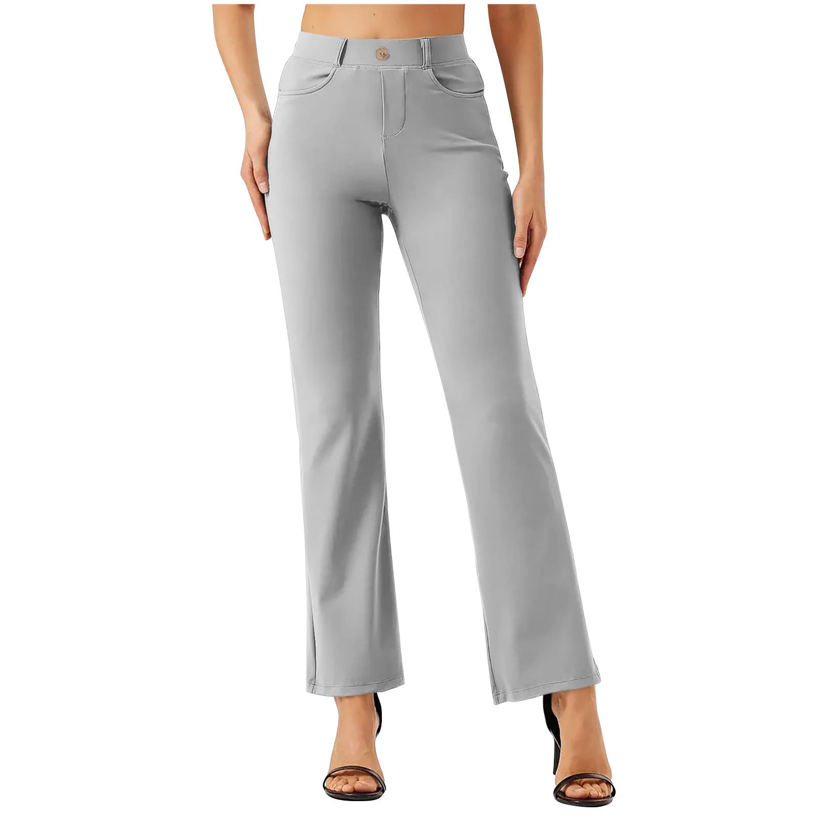 Elastic Waist Work Office Straight-leg Trousers