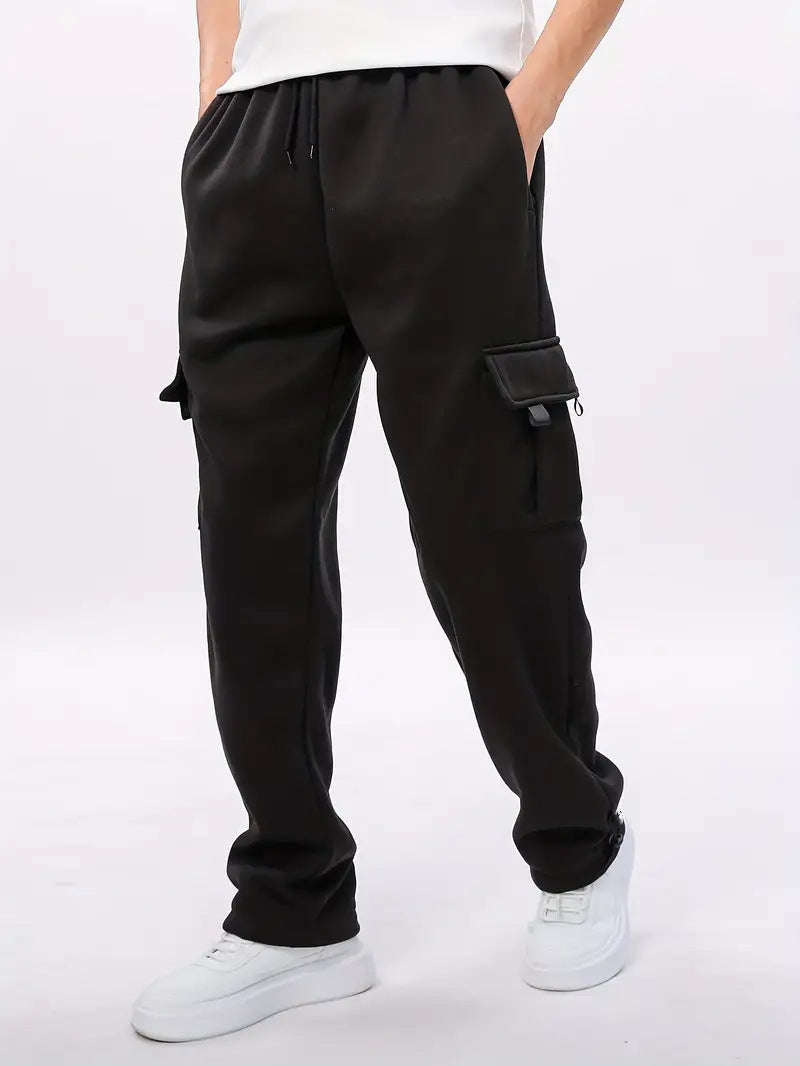 Men's Loose Sweatpants Overalls With Multi-pocket Tether