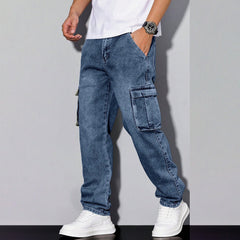 Light Blue Jeans Elastic Ankle Banded Pants