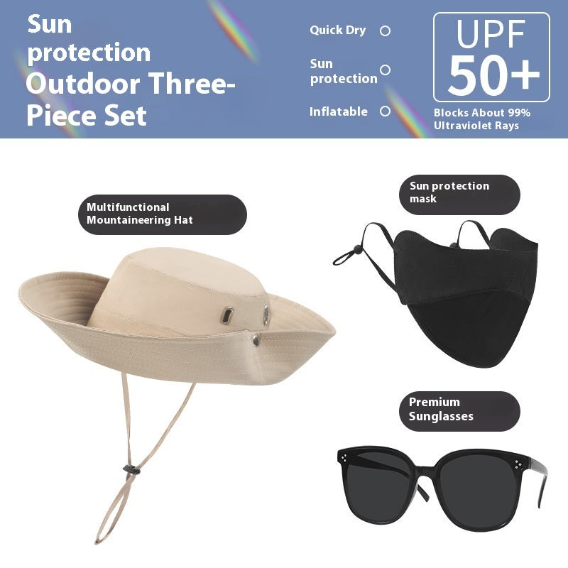 Three-piece Set Cap Fisherman Hat Sun-proof Climbing Equipment