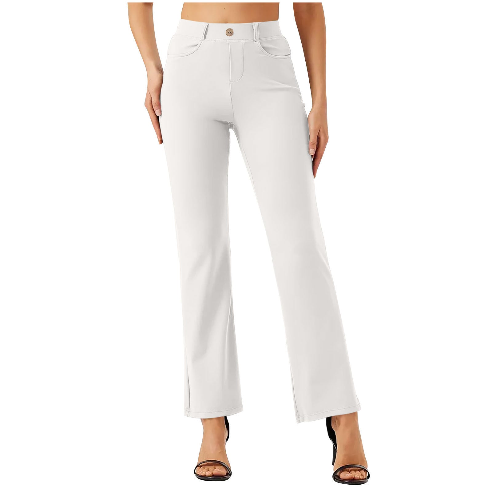 Elastic Waist Work Office Straight-leg Trousers