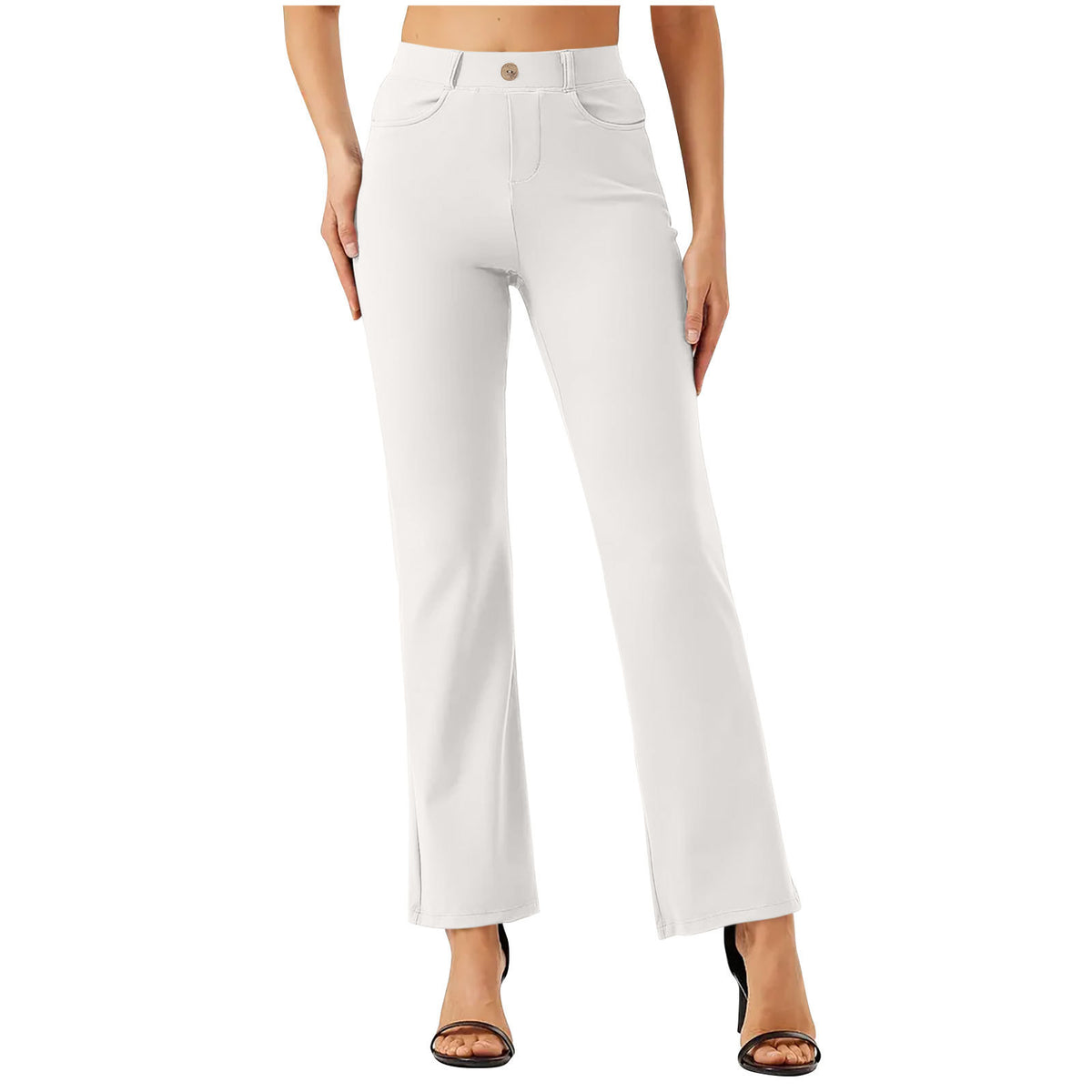 Elastic Waist Work Office Straight-leg Trousers