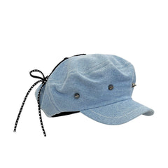 Denim Octagonal Cap Women's New All-match Plain Face Fashion Small Face