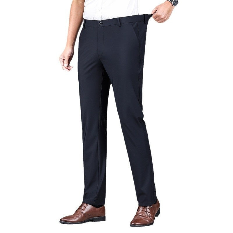 Fleece-lined Men's Trousers Anti-wrinkle Non-ironing Draping Effect Straight