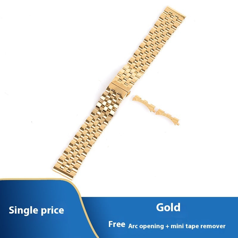 All-steel Solid Five-bead Steel Strap Men And Women Butterfly Clasp