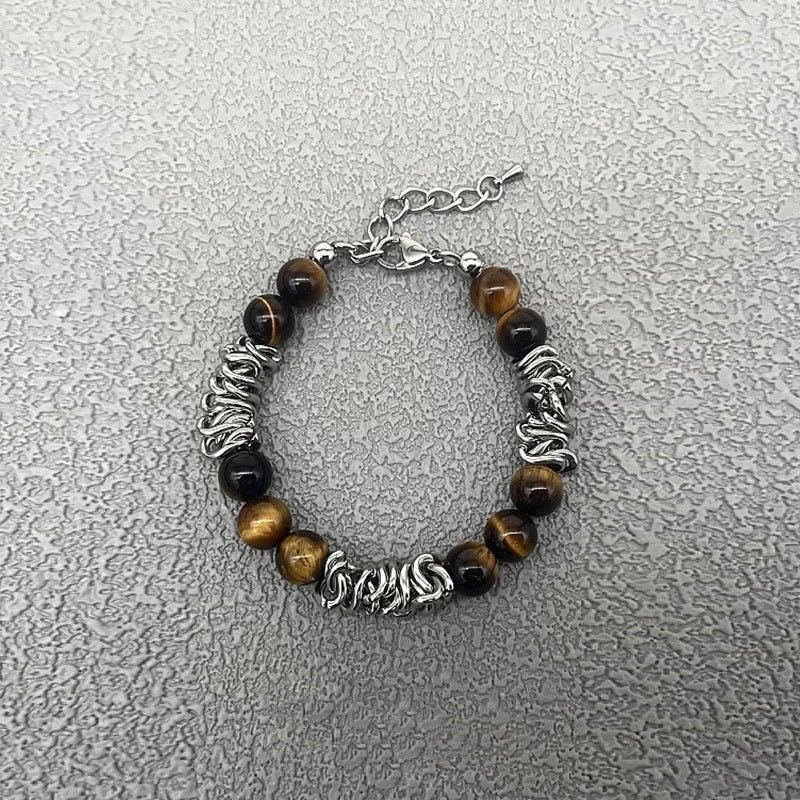 Men's Beaded Titanium Steel Bracelet