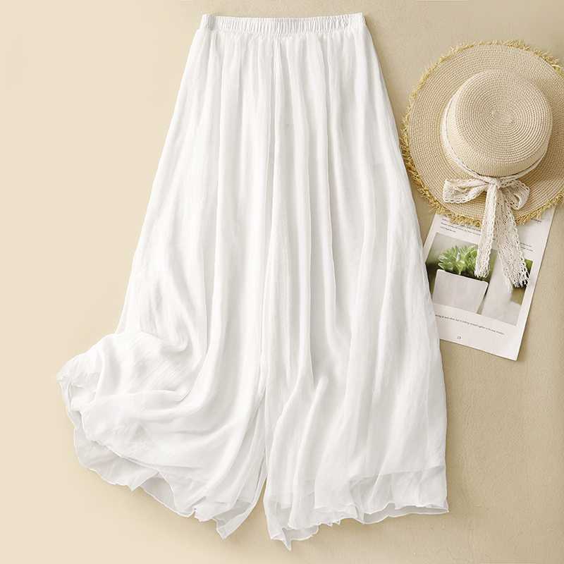 Tight Waist Cotton Linen Wide Leg Pants Loose And Elegant