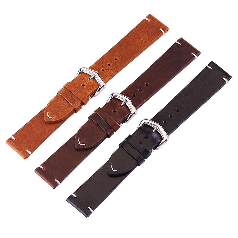 Men's Retro Cowhide Oil Wax Simple Strap