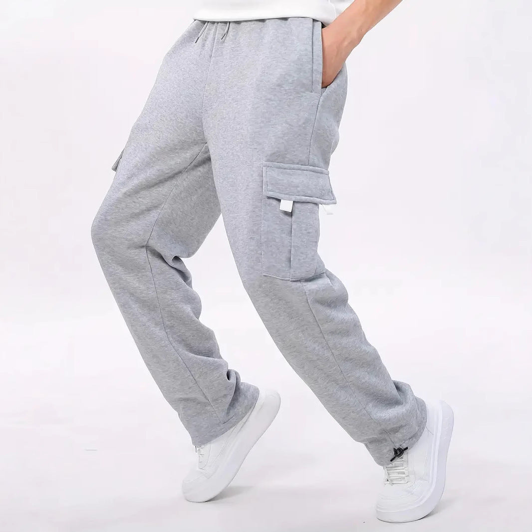 Men's Loose Sweatpants Overalls With Multi-pocket Tether
