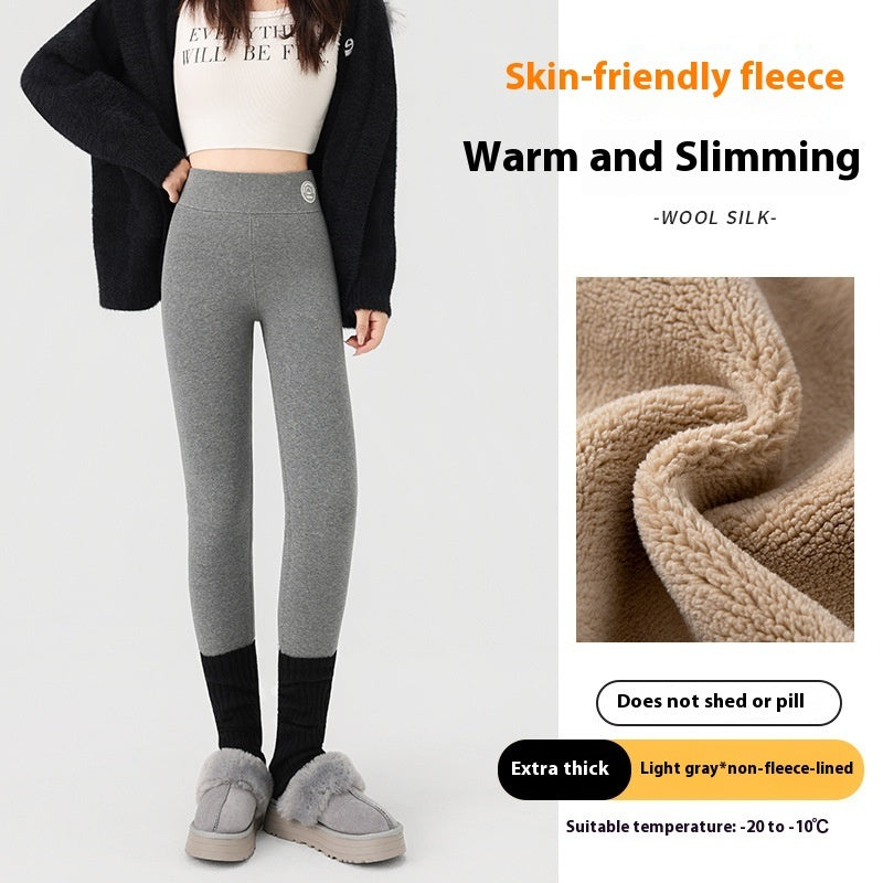 Extra Thick Cashmere Leggings Female High Waist Tight Fleece Cotton Pants
