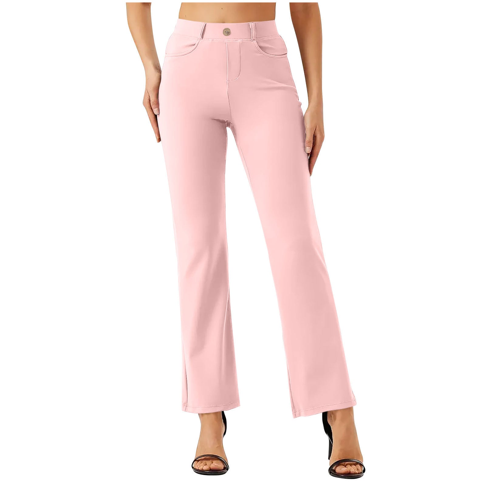 Elastic Waist Work Office Straight-leg Trousers