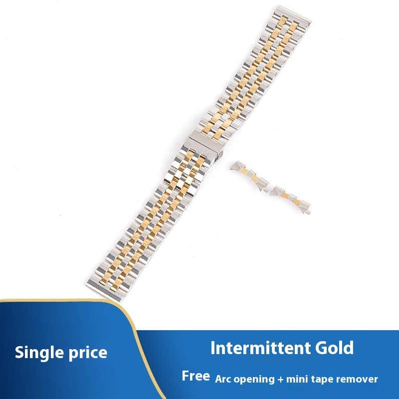 All-steel Solid Five-bead Steel Strap Men And Women Butterfly Clasp