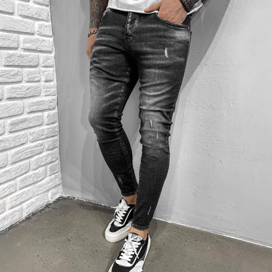 Ripped Trendy Slimming Gray Denim Skinny Pants