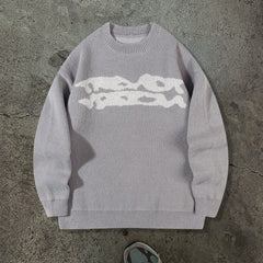 Loose Geometric Jacquard Pullover Knitted Sweater