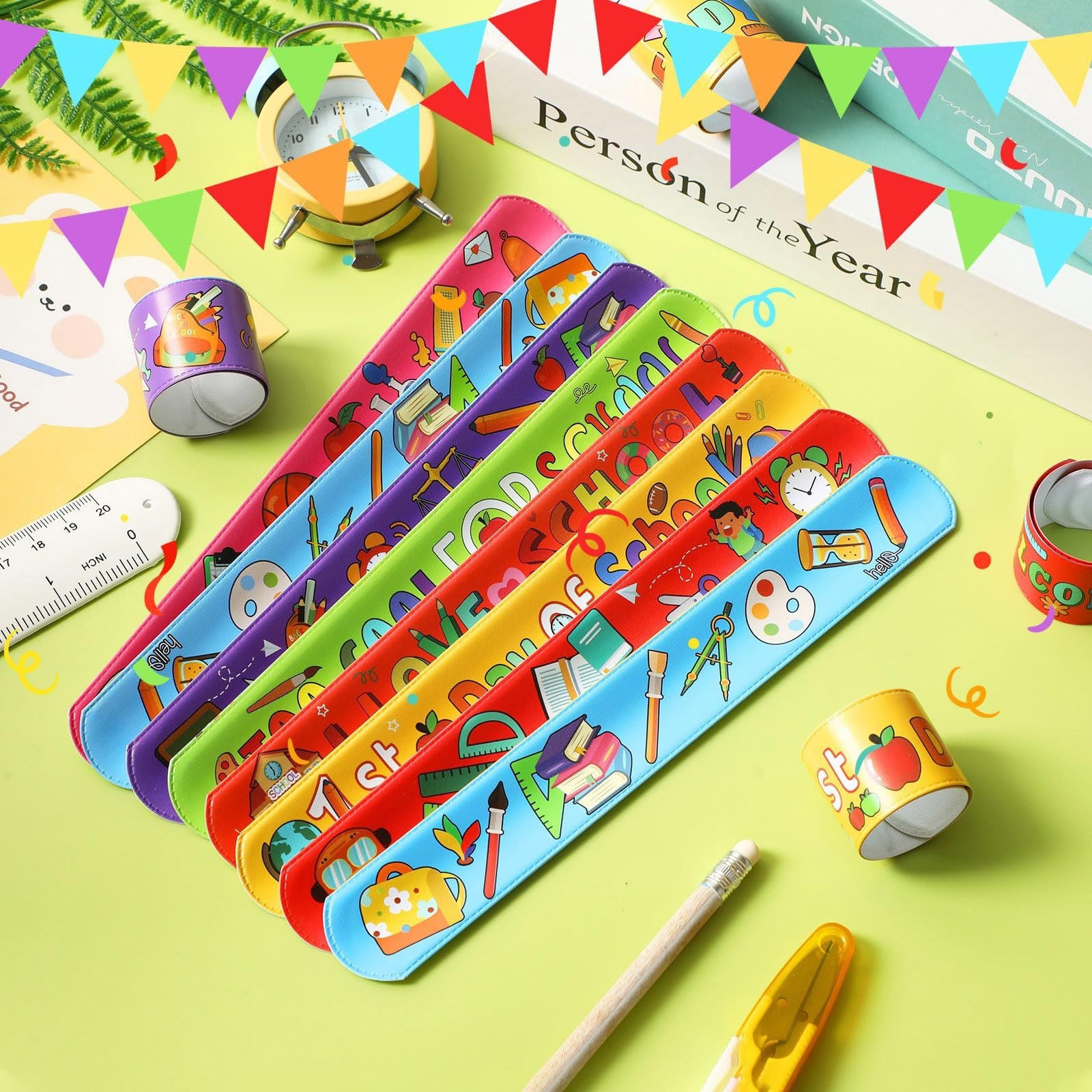 Back To School Slap Bracelets, 56 Pcs Welcome Back To School Gifts For Kids Students Party Favors Colorful Snap Bracelets-Ban On Selling On Amazon
