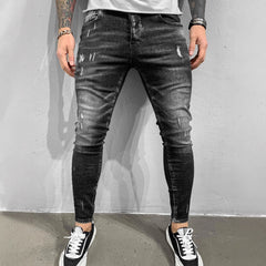 Ripped Trendy Slimming Gray Denim Skinny Pants