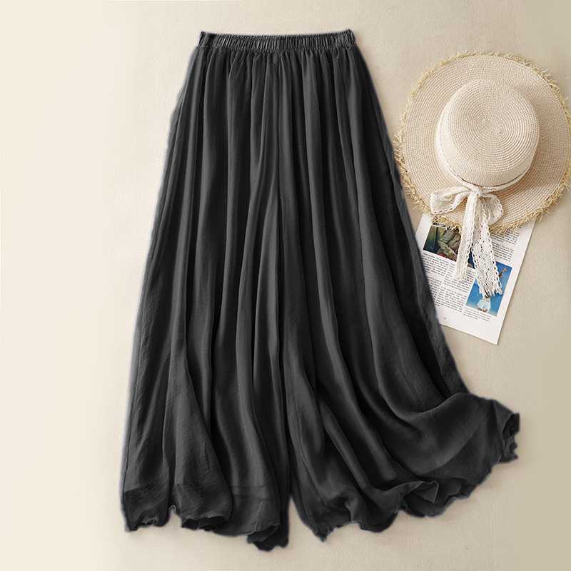 Tight Waist Cotton Linen Wide Leg Pants Loose And Elegant