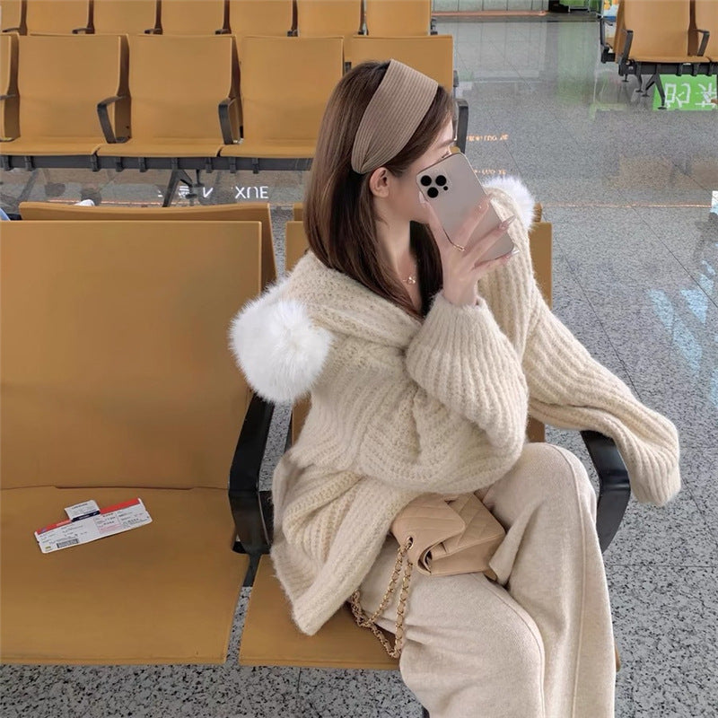 Loose And Warm Knitted Cardigan Thick Coat