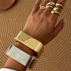 Metal Texture Glossy Spring Bracelet Female Geometric Square Mirror Bracelet