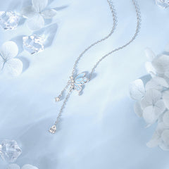 Sterling Silver S925 Butterfly Tassel Noctilucent Necklace