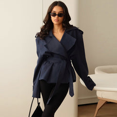 Women's Fashion Waist-controlled Long-sleeved Coat