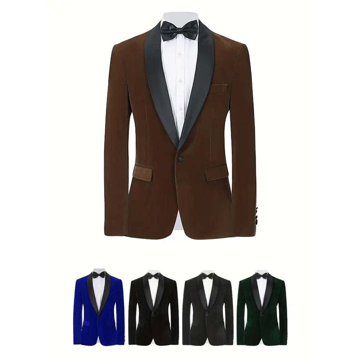 Men's Velvet Blazer With Shawl Collar Wedding Prom Single Button Dress