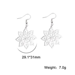 Stainless Steel Eight-petal Flower Necklace Ear Hook Set