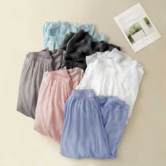 Tight Waist Cotton Linen Wide Leg Pants Loose And Elegant