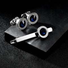 Men's Business European And American Fashion Blue Crystal Zircon Cufflinks