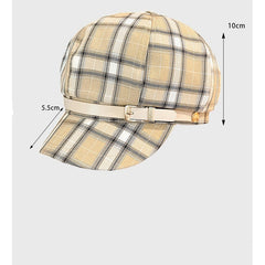 British Retro Plaid Octagonal Hat Women's Spring And Summer