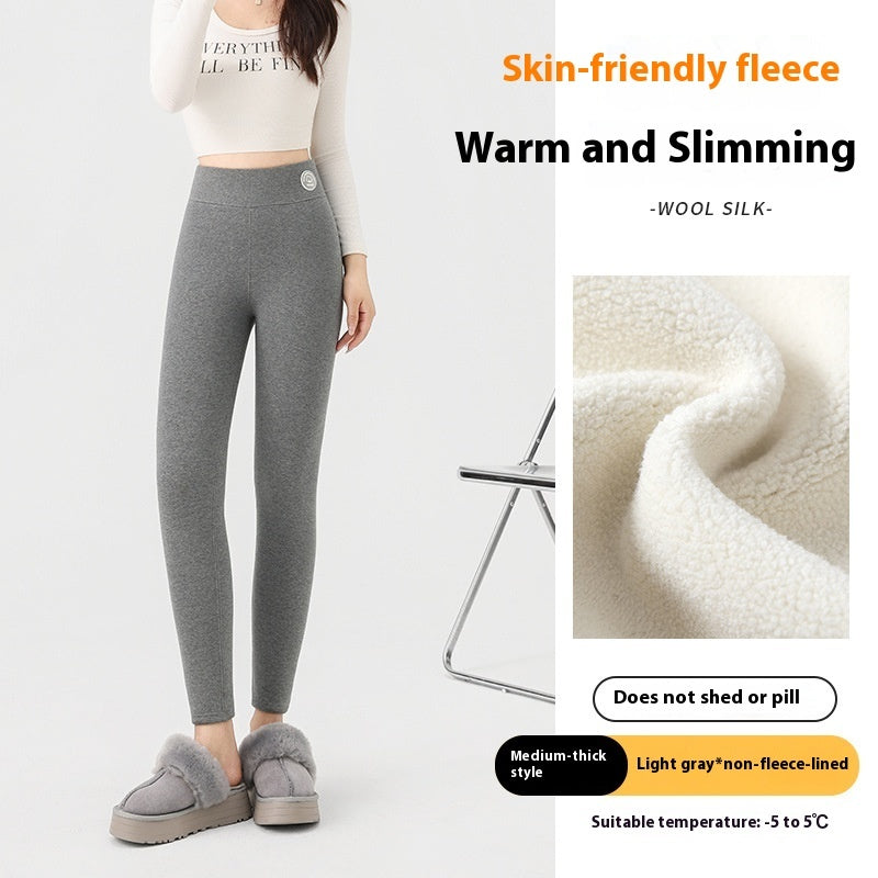 Extra Thick Cashmere Leggings Female High Waist Tight Fleece Cotton Pants