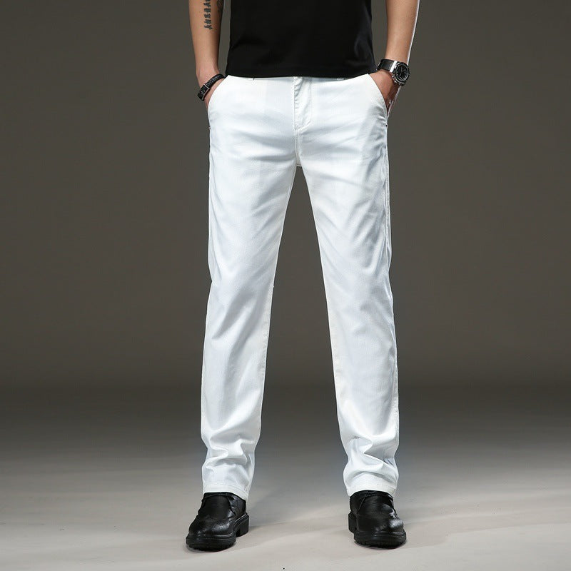 Straight Slim Fit Elasticated Waist Trendy Wild Long Pants For Young Men