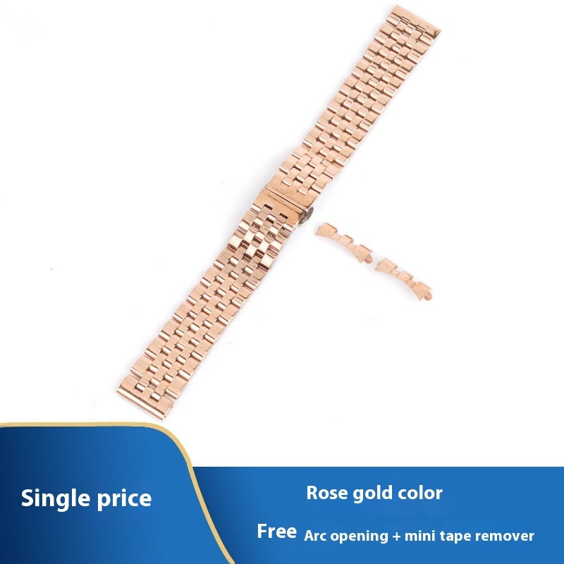 All-steel Solid Five-bead Steel Strap Men And Women Butterfly Clasp