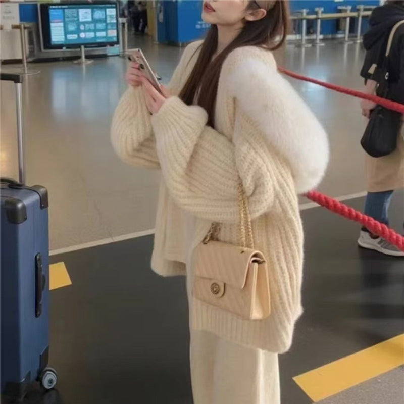 Loose And Warm Knitted Cardigan Thick Coat