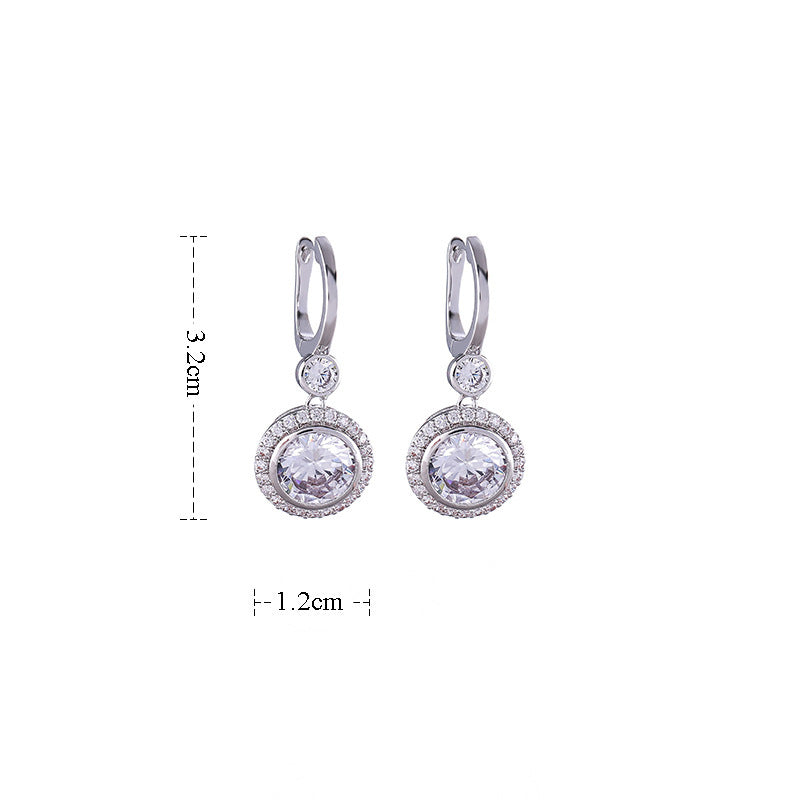 Simple Round Geometric Copper Micro Inlay Stud Earrings For Women