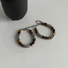 Men's Beaded Titanium Steel Bracelet