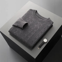 Men's Double-strand Thickened Jacquard Knitted Sweater Casual Business Warm