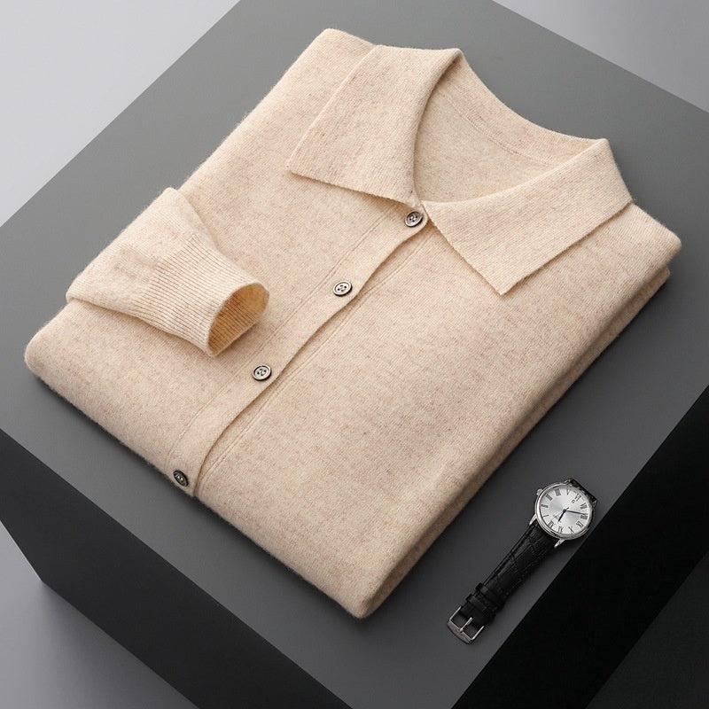 Men's Collar Button Solid Color Inner Wear Shirt