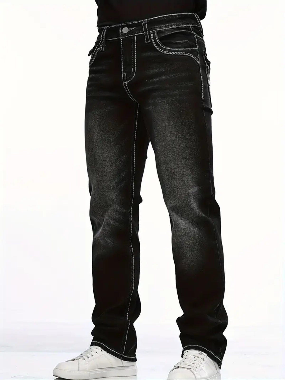 Stretch Multi-craft Slim Fit Show Thin Black Straight Men's Trousers