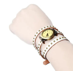 Fashionable Rivet Leather Belt Retro Watch Hand Chain