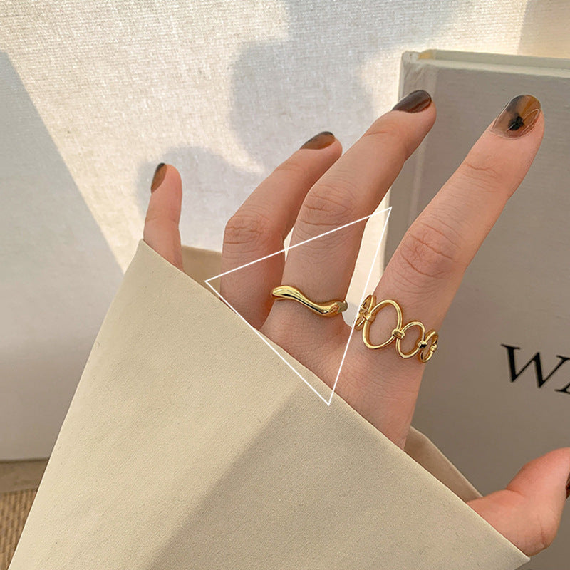 Geometric Line Cross Ring For Women