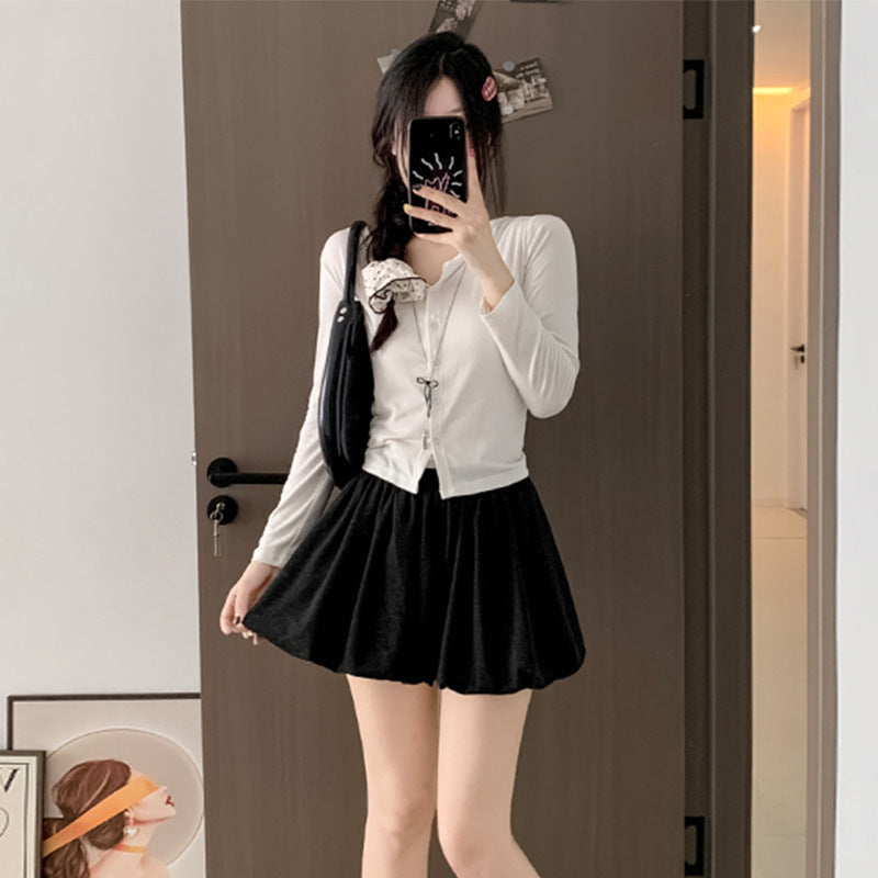 Glutinous Rice Bud High Waist Crimp Slimming Skirt