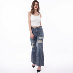Women's Retro Large Size Worn Wide-leg Jeans