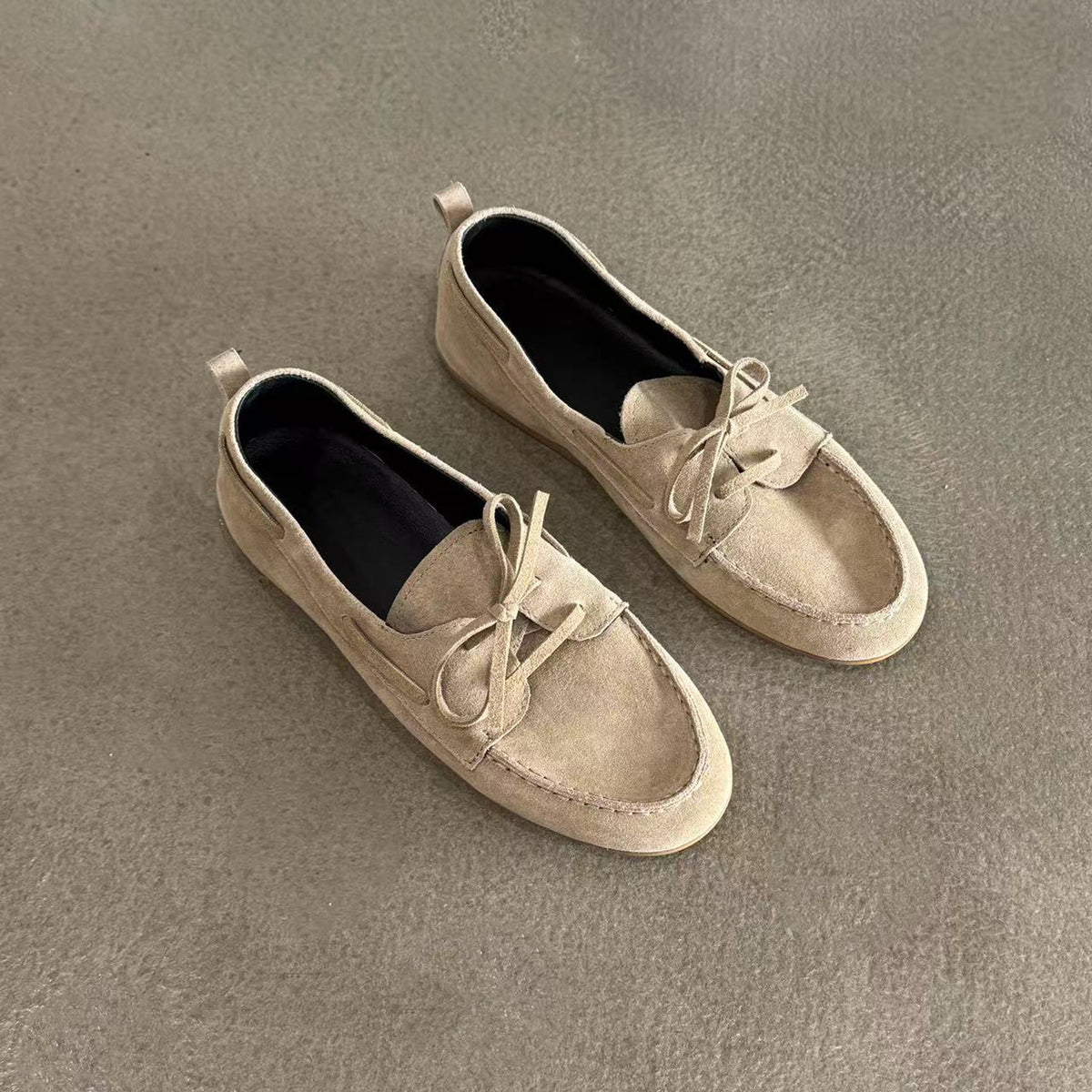 Sheepskin Version British Style Leather Flat Retro Lace Up Pumps