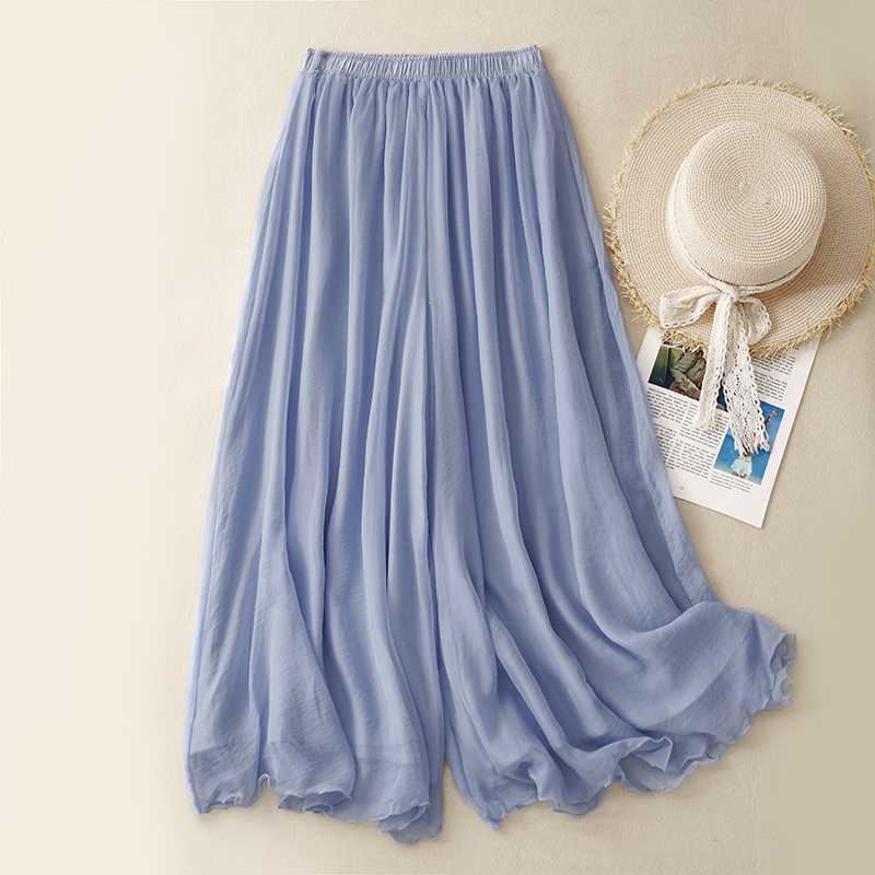 Tight Waist Cotton Linen Wide Leg Pants Loose And Elegant